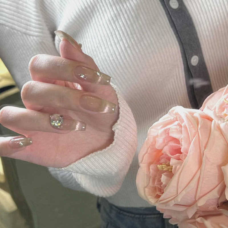 Premium Crystal-Embellished Press-On Nail Set Bowlift