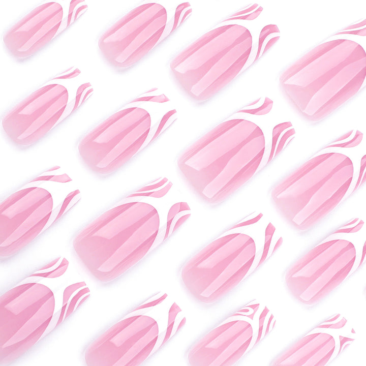 Artful nail extensions with translucent design and elegant lines Bowlift