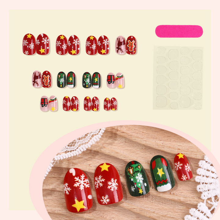 Christmas-Themed Press-On Nail Art Set with Festive Holiday Designs Bowlift