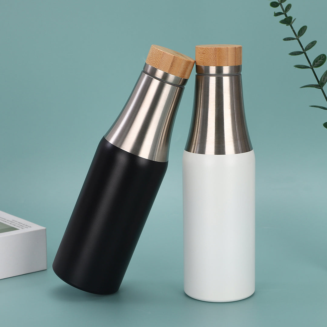 Women's stainless steel insulated drinking bottle with bamboo lid Bowlift