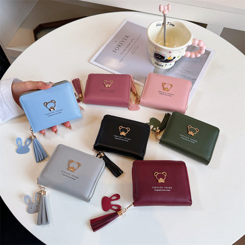 Cute Bear Charm Zipper Wallet