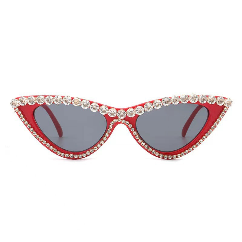 Ladies Glamorous Cat Eye Sunglasses with Rhinestone Accents Bowlift