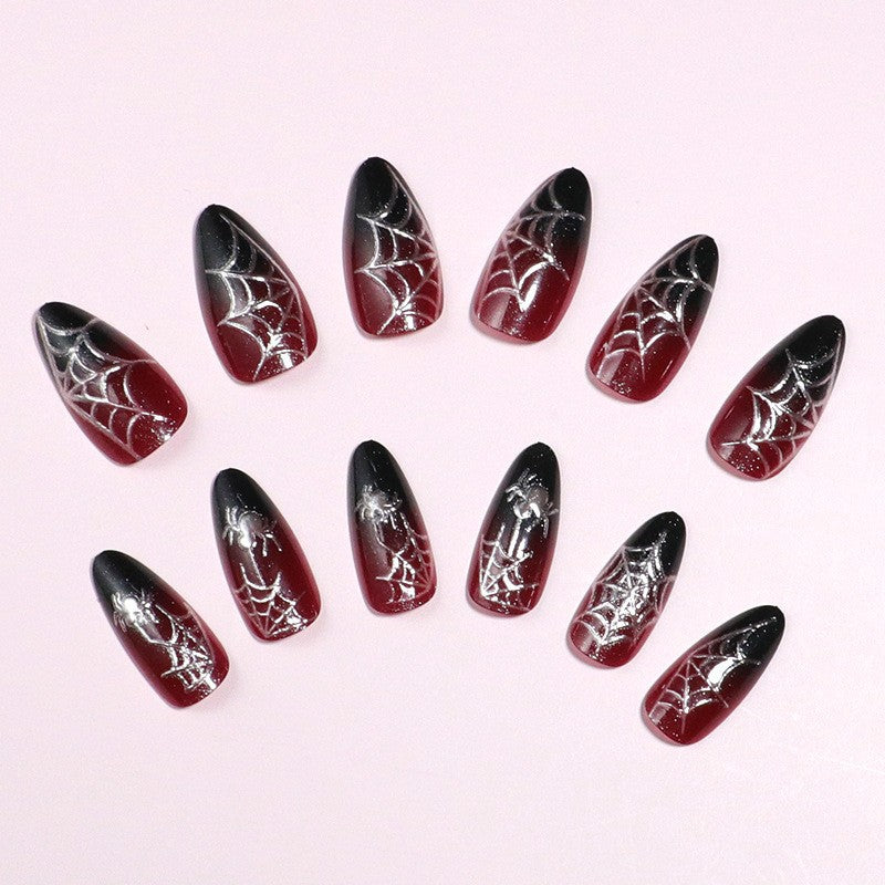 Artistic Spider Web Press-On Nails Bowlift