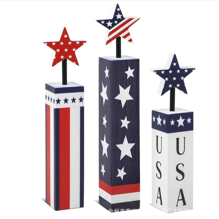 Unisex nan patriotic table decoration set with glittering star columns and flag pattern Bowlift
