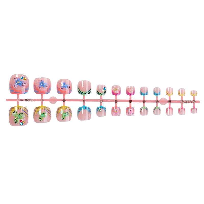 Decorative Press-On Nail Set with Elegant Butterfly Designs Bowlift