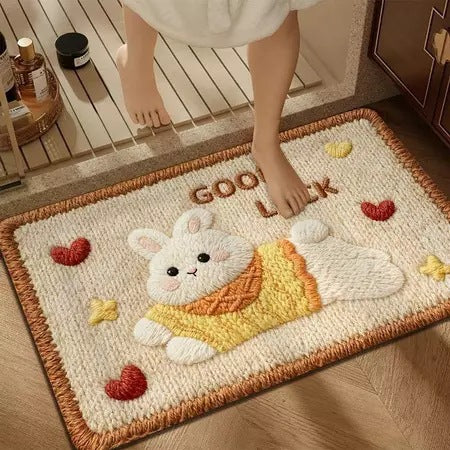 Cute Bunny-Themed Bath Mat