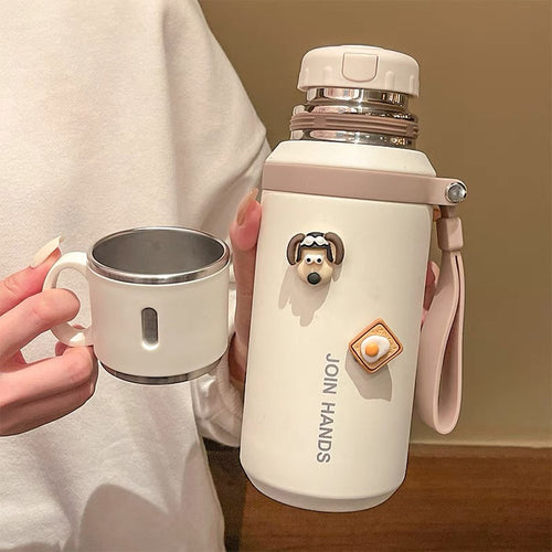 Women's Insulated Stainless Steel Water Bottle with Anti-Slip Grip Bowlift