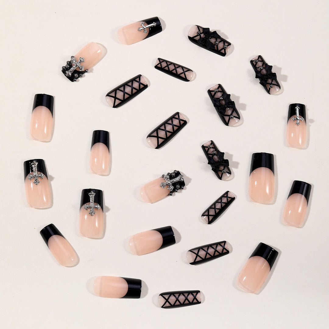 Gothic Elegance Long Nail Art Extensions Bowlift