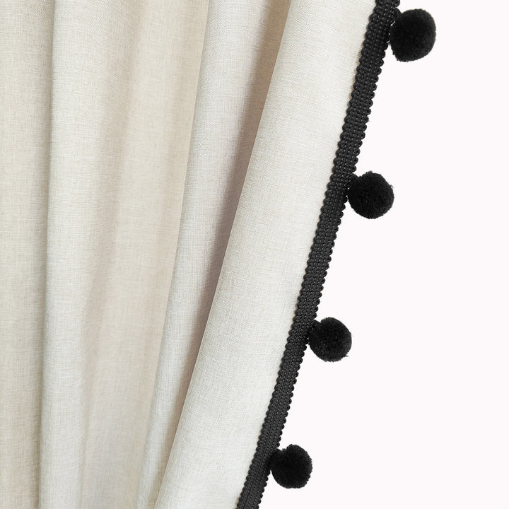 Textured Pom Pom Trim Shower Curtain Bowlift