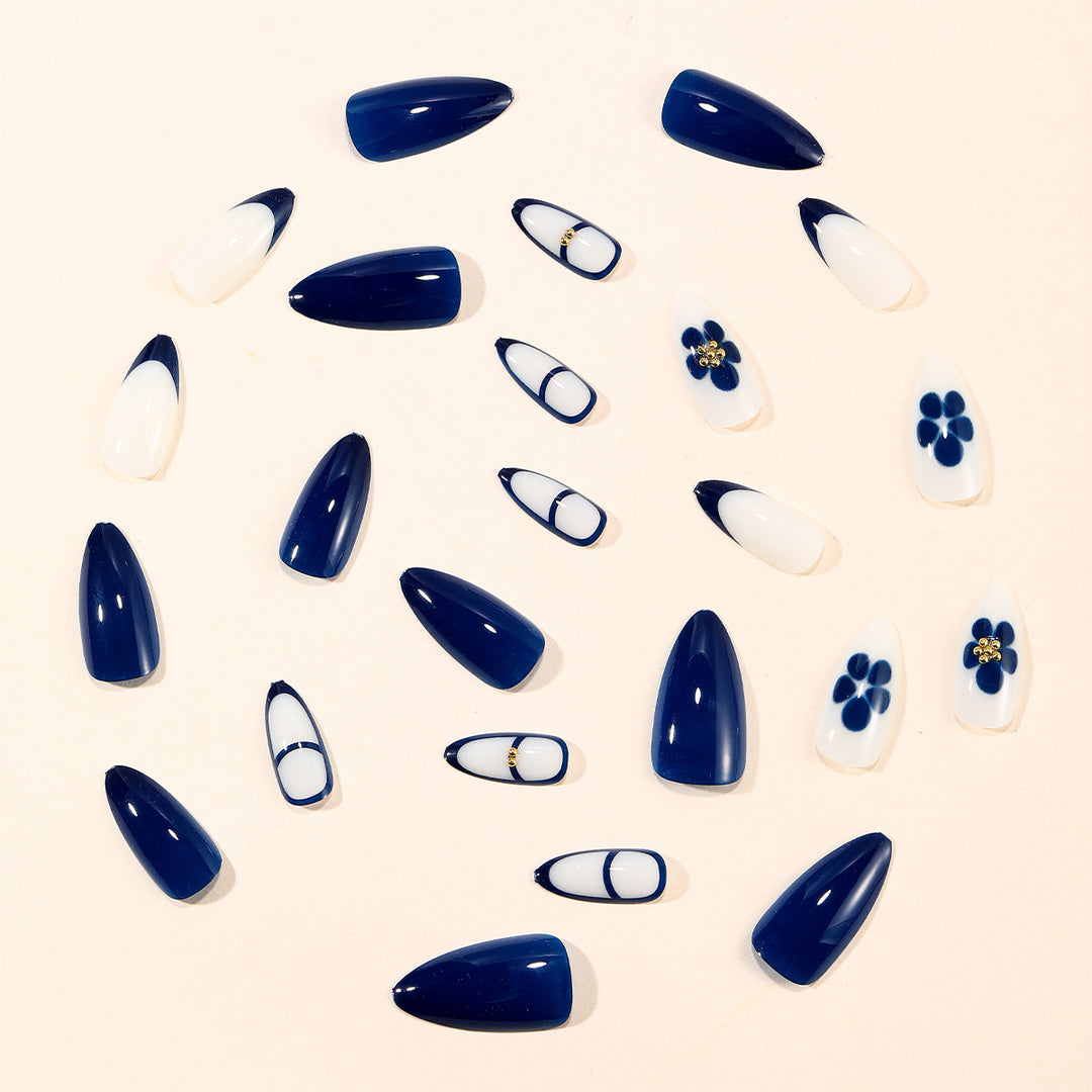 Decorative Floral Accent Stiletto Nail Art Extensions Bowlift