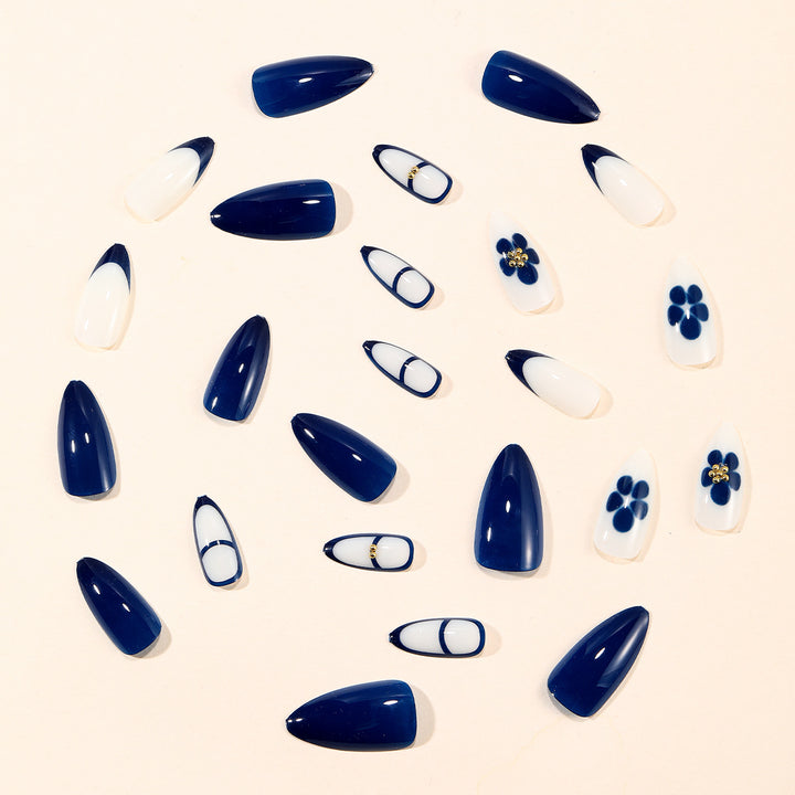 Decorative Floral Accent Stiletto Nail Art Extensions Bowlift