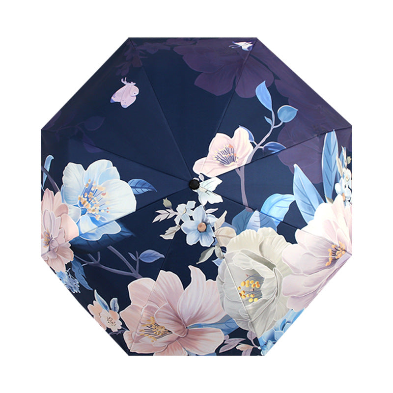 Ladies folding umbrella with artistic flower pattern Bowlift