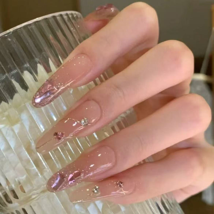 Artistic Nail Extensions with Glitter Accents Bowlift