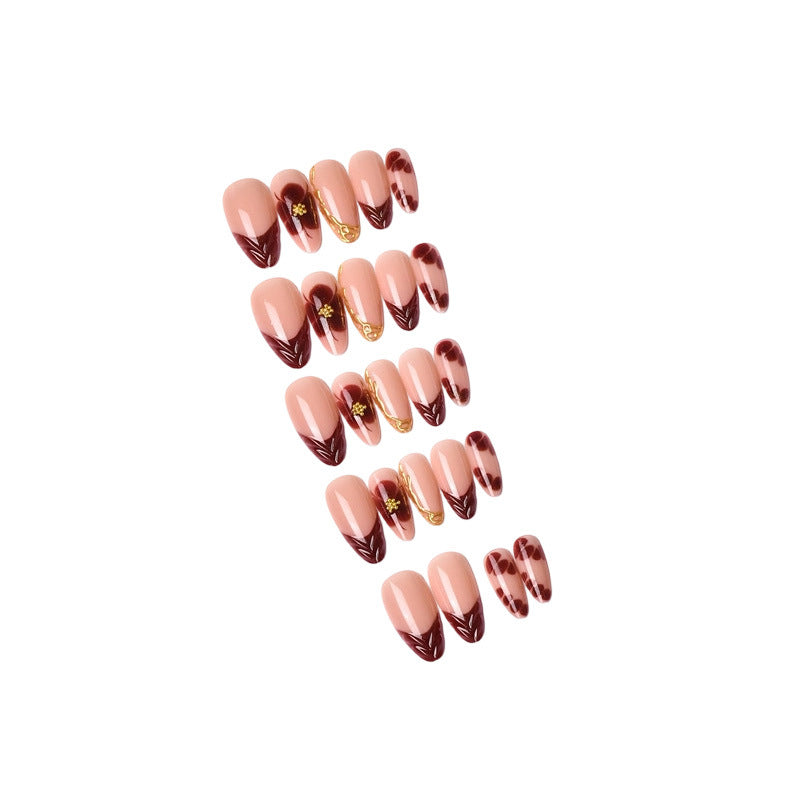 Artistic Floral Press-On Nail Set Bowlift