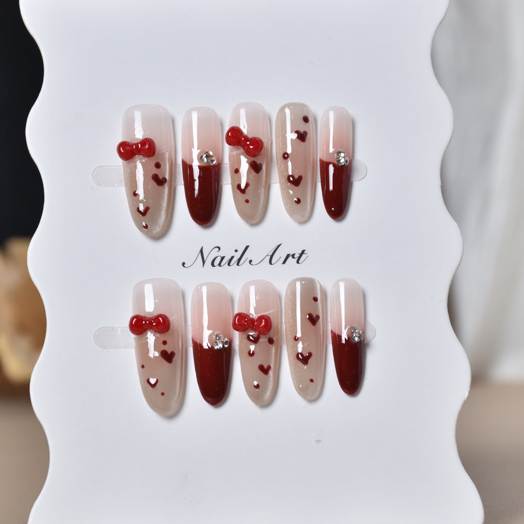 Artistic Press-On Nail Set Bowlift