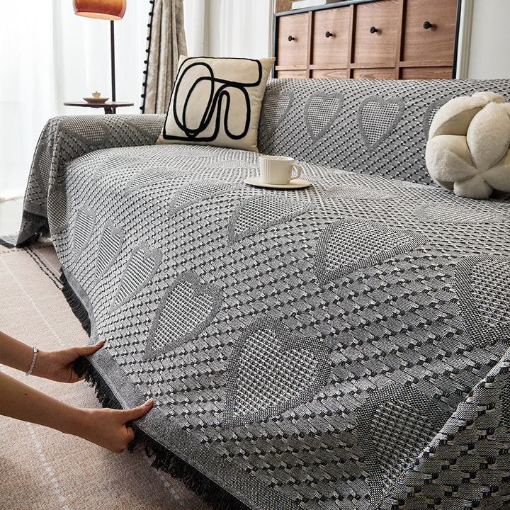 Cozy Heart Pattern Sofa Throw Blanket
