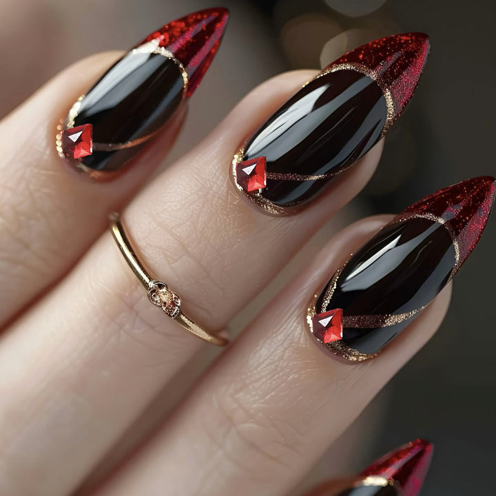 Stiletto Nail Art Extensions with Gem Accents Bowlift