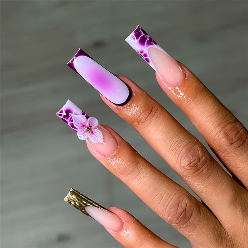 Floral Acrylic Nail Art Extensions Bowlift