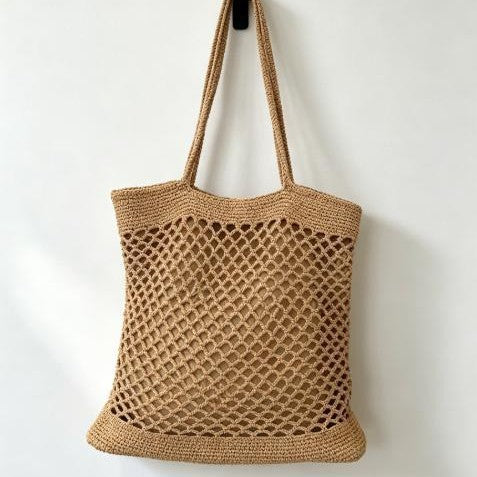 Macrame Tote Bag with Modern Mesh Design Bowlift