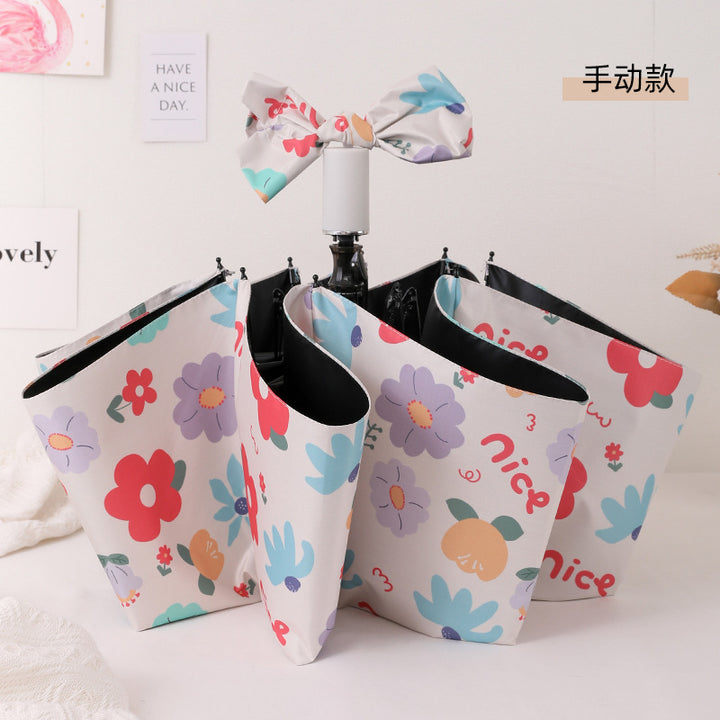 Women's Foldable Umbrella with Colorful Floral Patterns Bowlift