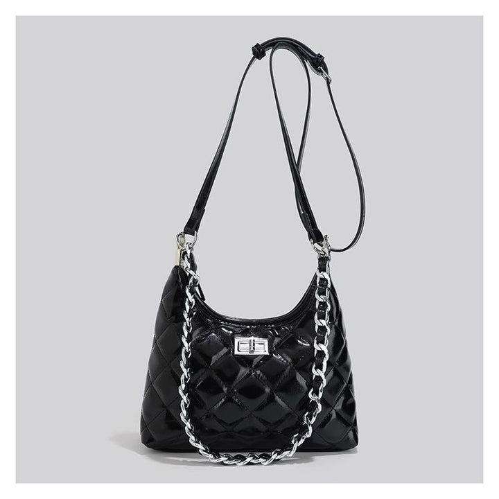 Quilted Chain-Handled Shoulder Bag Bowlift