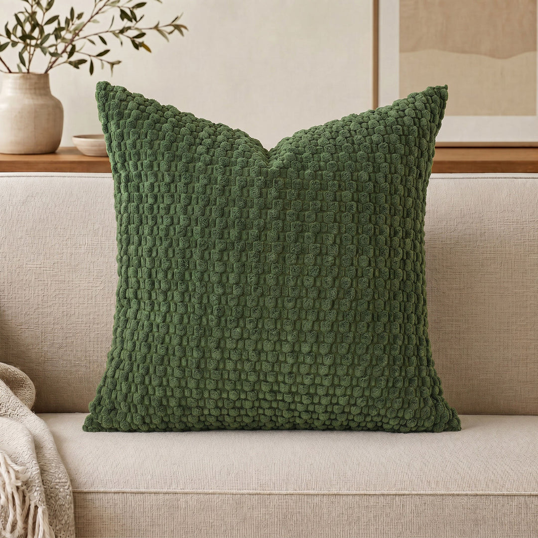 Textured chenille throw pillow with raised bobble weave Bowlift