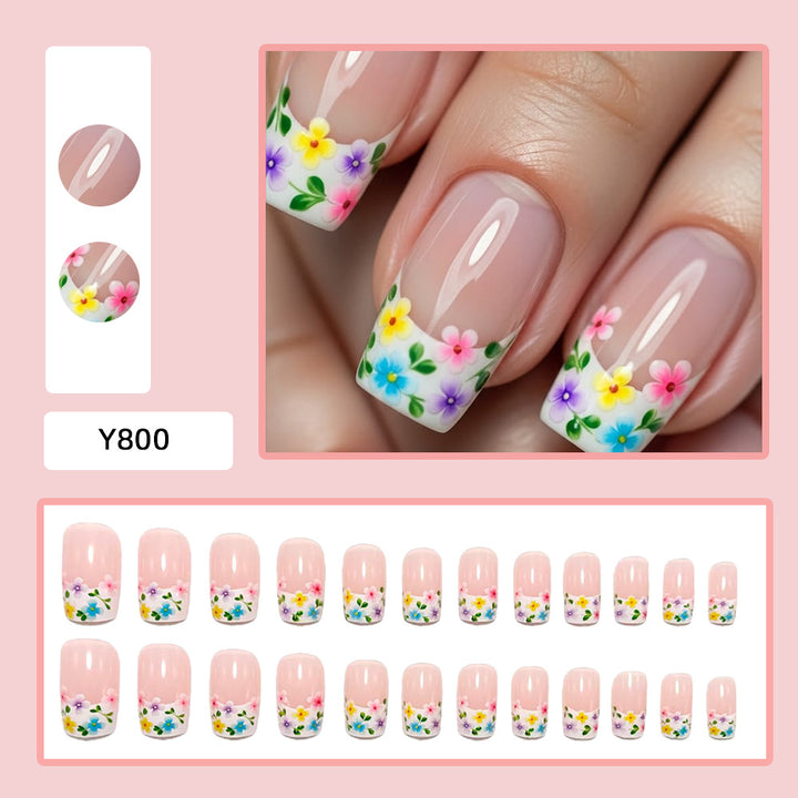Artificial nails with floral applications Bowlift