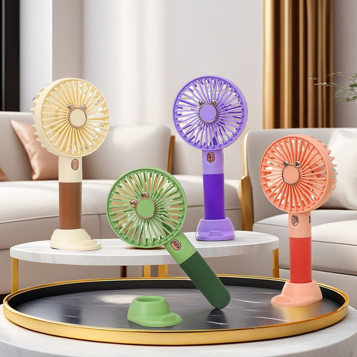 Women's Portable Mini Hand Fan with Ergonomic Handle and Cute Animal Design Bowlift