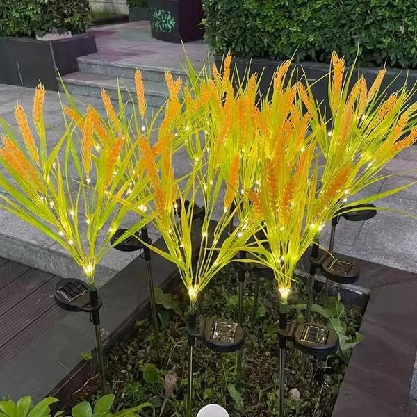 LED Illuminated Realistic Wheat Grass Garden Stake Lights Decorative Landscape Clusters Bowlift