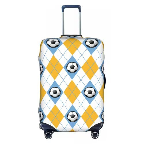 Unisex nan elastic luggage cover with football argyle pattern, tear-resistant stretch cover for trolley with handle and wheel openings Bowlift