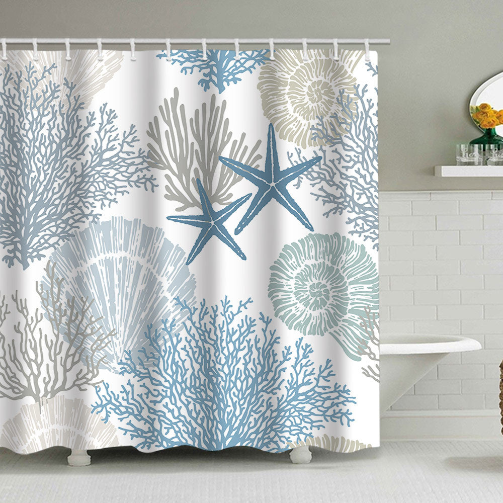 Coastal Pattern Shower Curtain Bowlift
