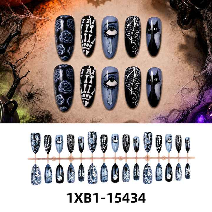 Acrylic nail set with creative Halloween motifs Bowlift