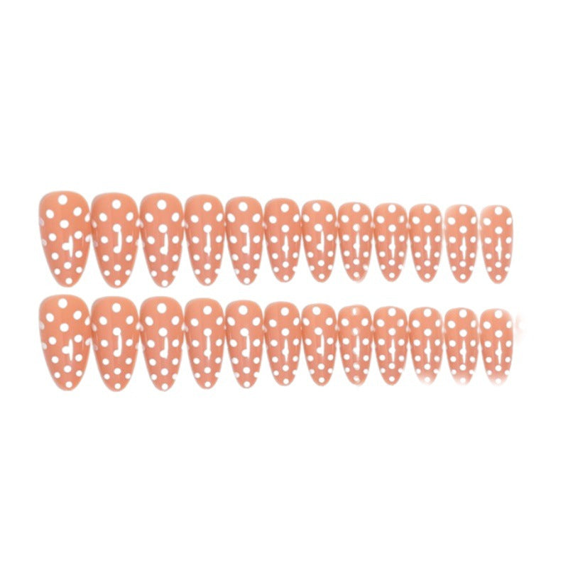 Artistic Press-On Nail Set with Polka Dot Design Bowlift