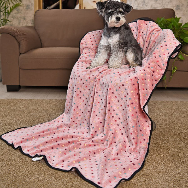 Women's Cozy Plush Blanket with Polka Dot Pattern Bowlift
