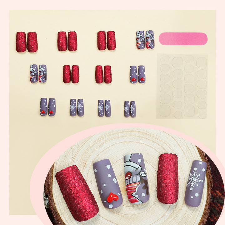 Festive Holiday-Themed Press-On Nail Set Bowlift