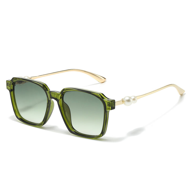 Chic Square Frame Sunglasses with Pearl Accents Bowlift