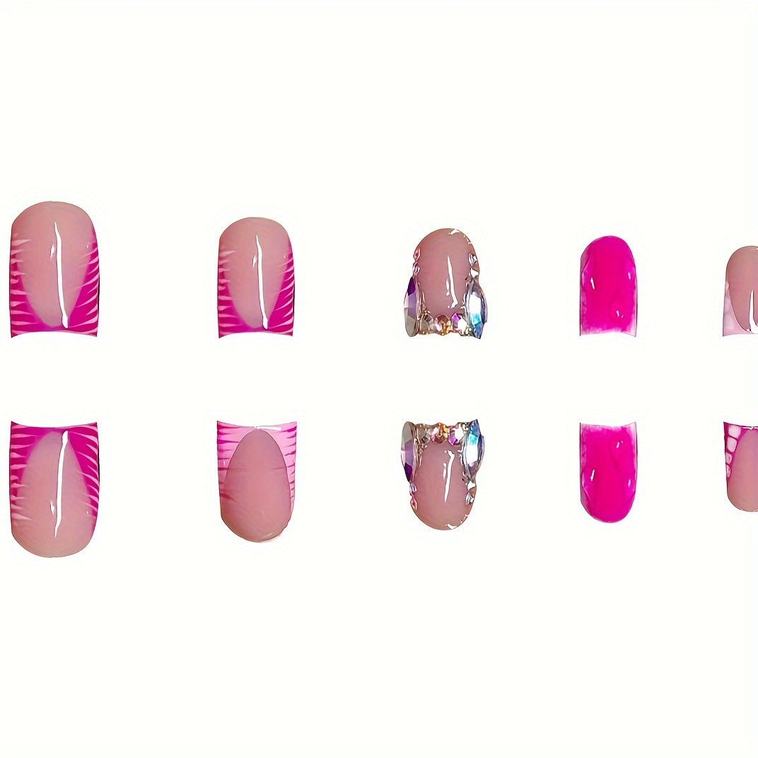 Artistic Press-On Nail Set Bowlift