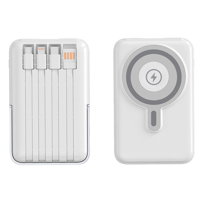 Portable power bank with integrated charging cables and MagSafe function Bowlift