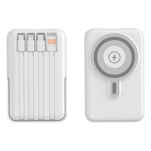 Portable power bank with integrated charging cables and MagSafe function Bowlift
