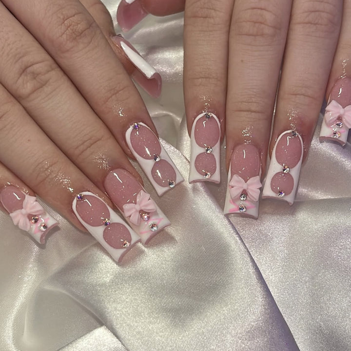 Designer Floral Acrylic Nail Extensions Bowlift