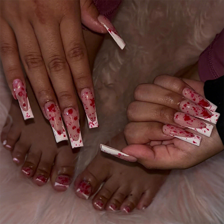 Acrylic nail set with creative speckles and elegant shape Bowlift