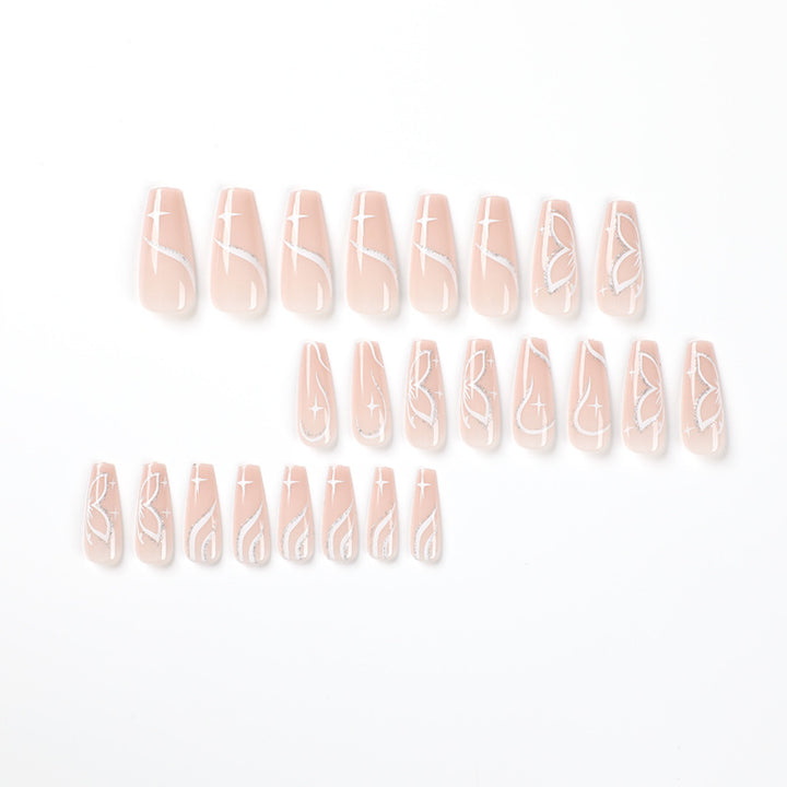 Elegant Nail Extensions with Floral Design Bowlift