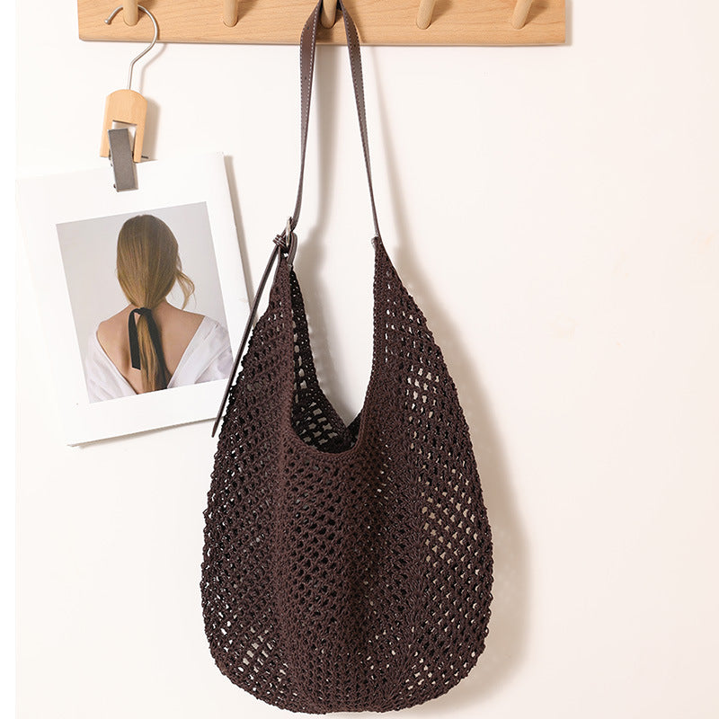 Casual mesh tote bag with adjustable leather strap Bowlift