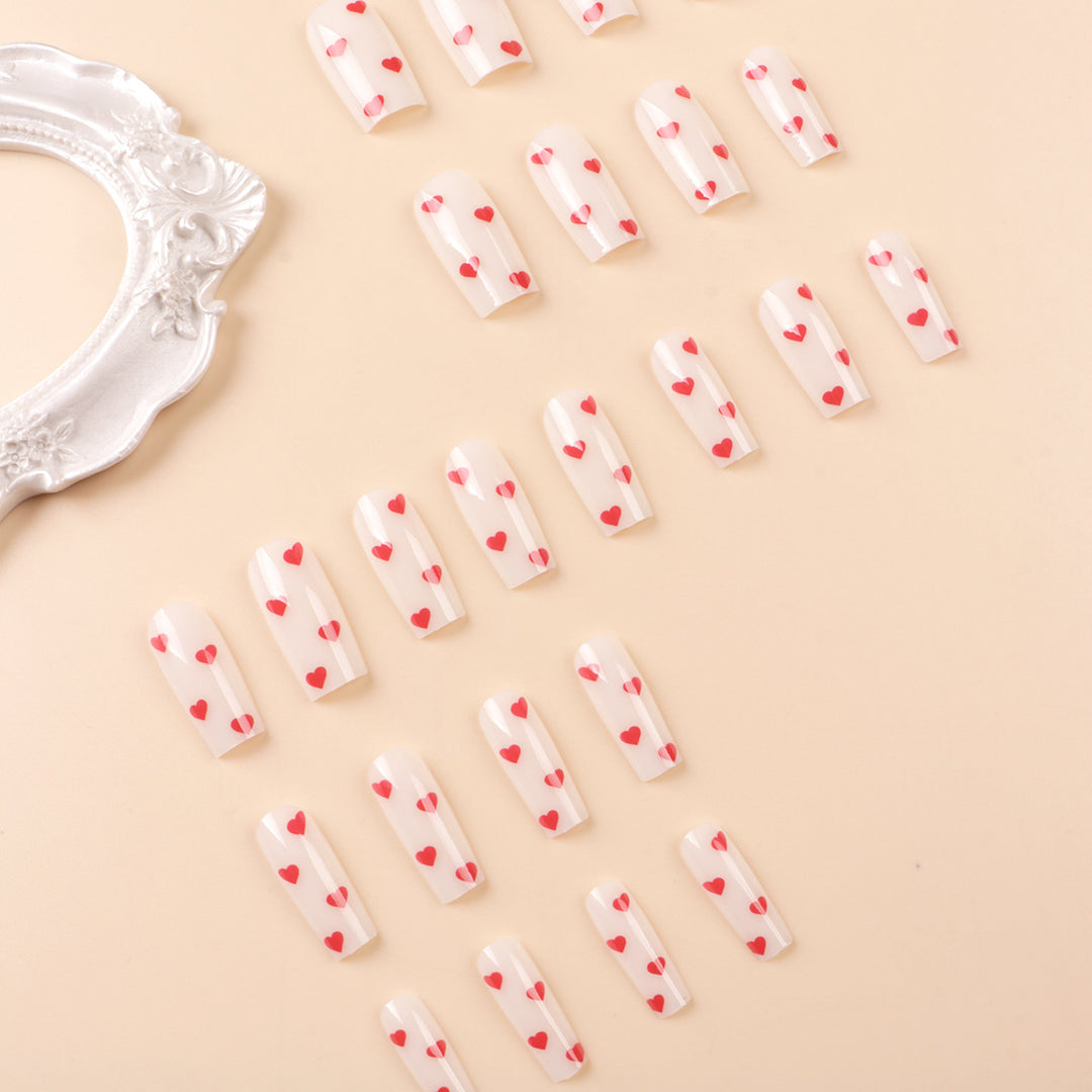 Artistic Heart-Themed Press-On Nail Set Bowlift