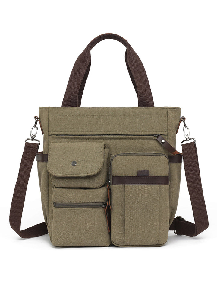 Multi-Pocket Canvas Tote Bag Bowlift