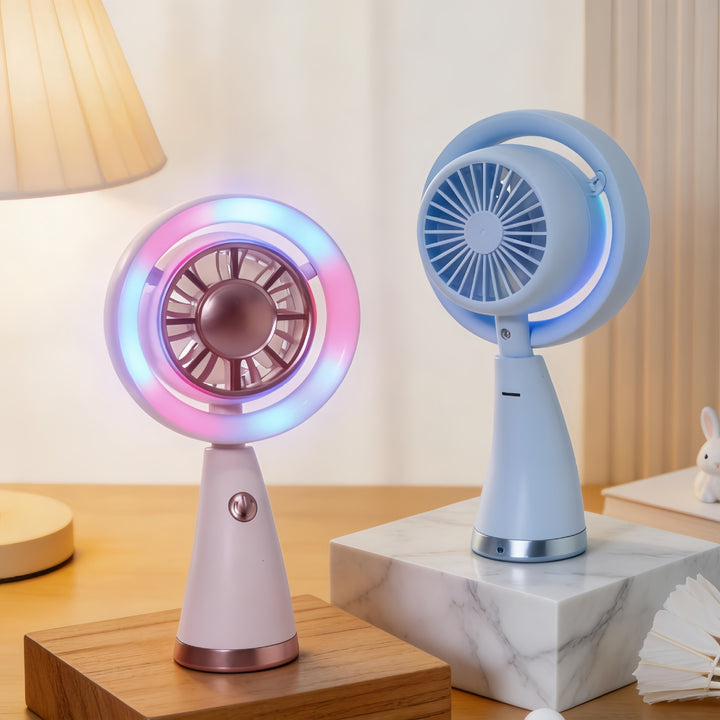Women Portable Mini Air Fan with LED Lighting and Flexible Design Bowlift