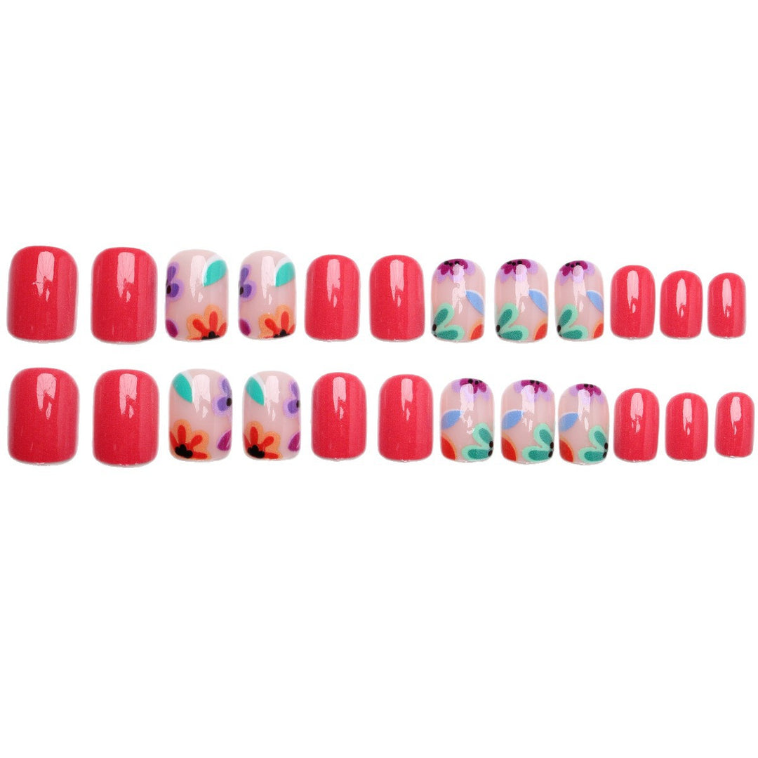 Artificial nail set with colorful flower designs Bowlift