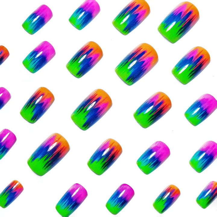 Creative Nail Art in Modern Neon Gradient Design Bowlift