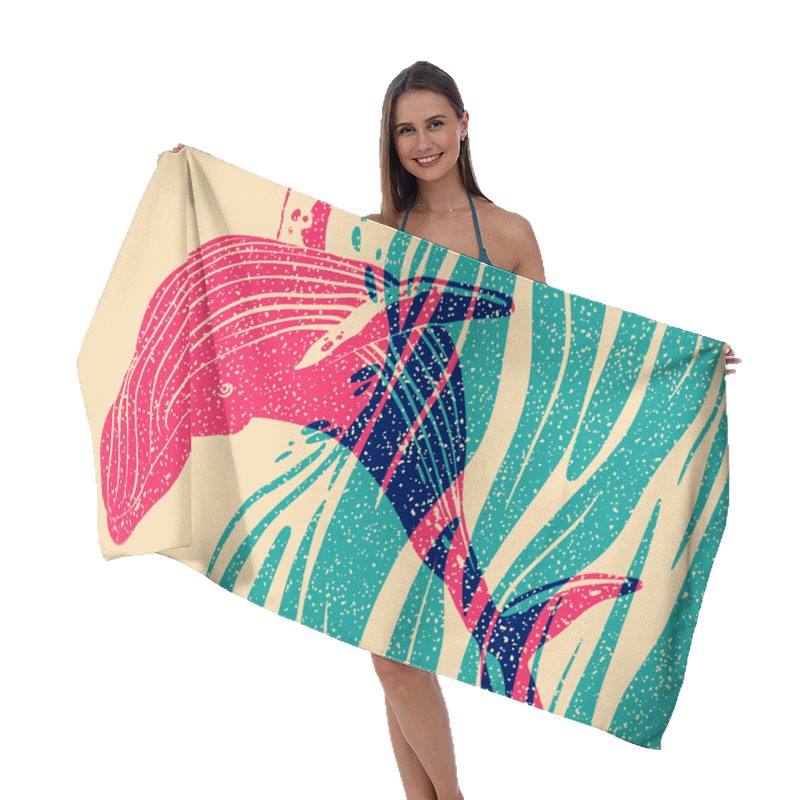 Beach blanket with tropical leaf design Bowlift