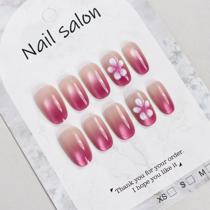 Elegant Floral Press-On Nail Set Bowlift